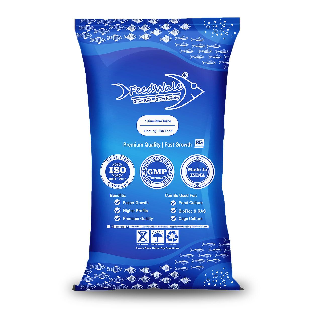 FeedWale 1.4mm 30 4 Turbo Floating Fish Feed 10kg Bag FeedWale